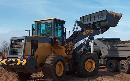 Wheel Loaders build roads in katowitz, Poland, Europe